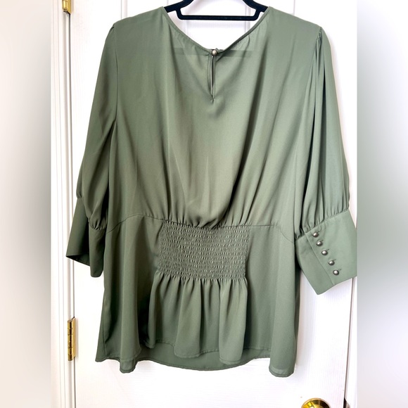 Lane Bryant size 22, olive peplum top, three-quarter sleeve, new with tags. - Picture 2 of 4